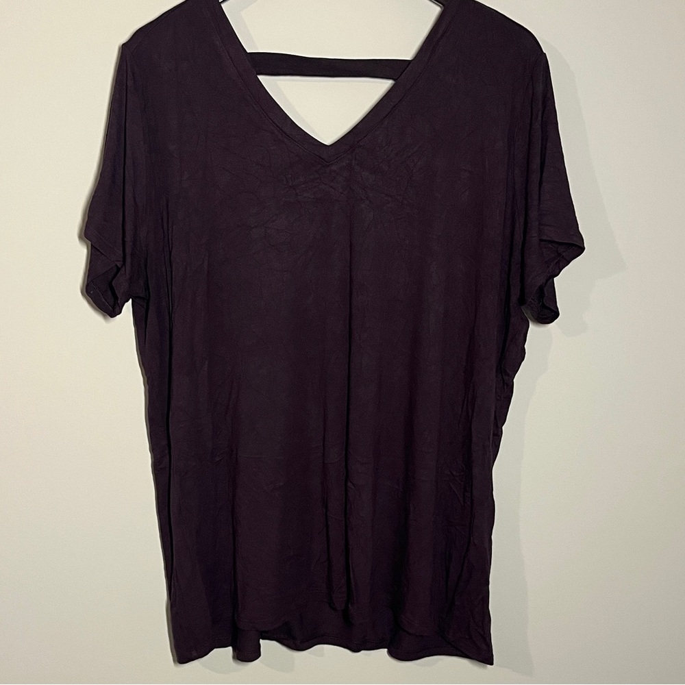 Plum Short Sleeve Relaxed Backless Tee